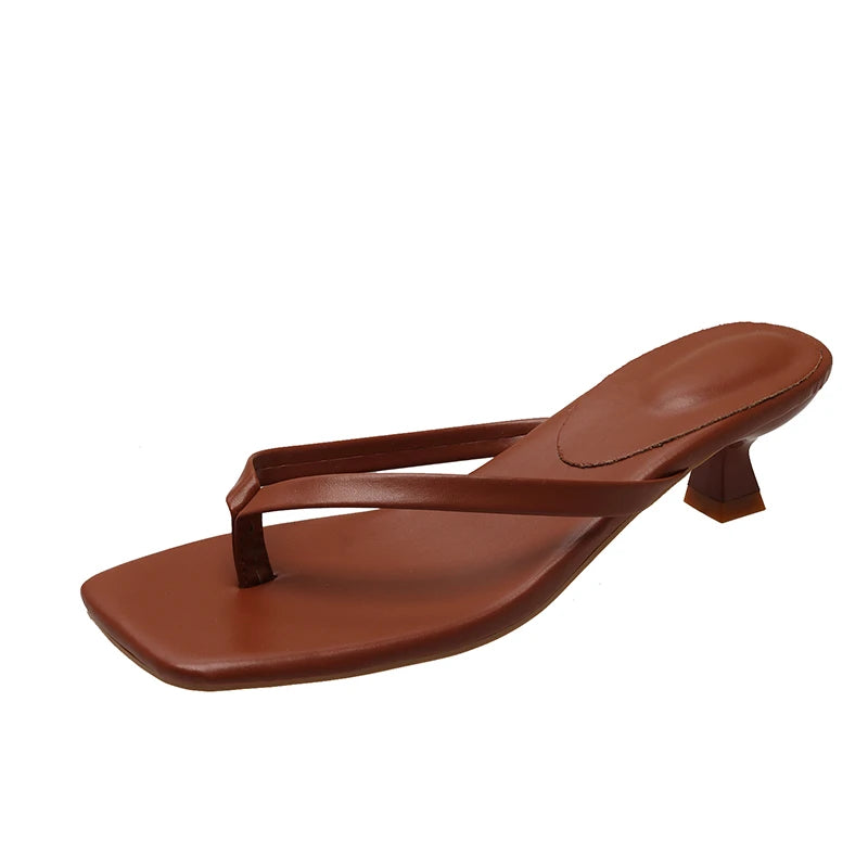 Women's Slippers Square Heel Clip Toe Slides