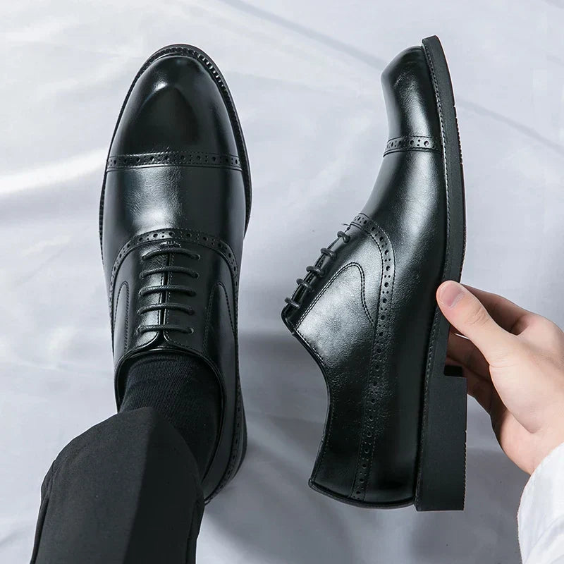 Chaussures habillées pour homme en cuir pleine fleur confortables - Semelle intérieure rembourrée, semelle robuste