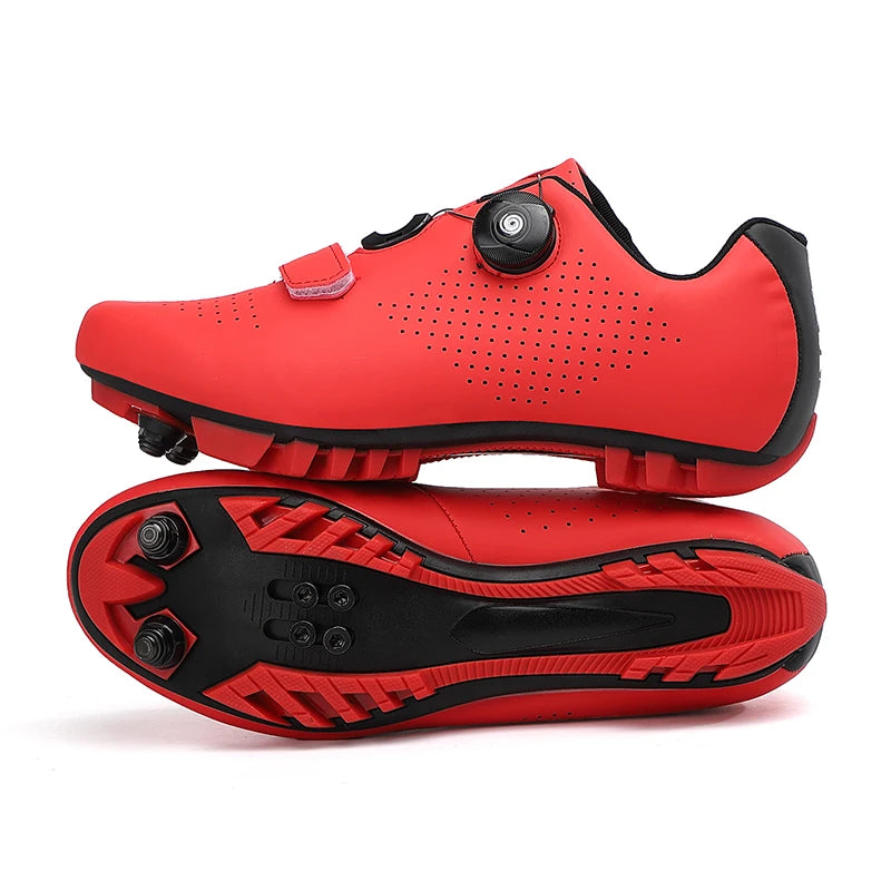 Zapatos unisex para ciclismo de montaña, autoajustables, transpirables, zapatillas planas para bicicleta de carretera