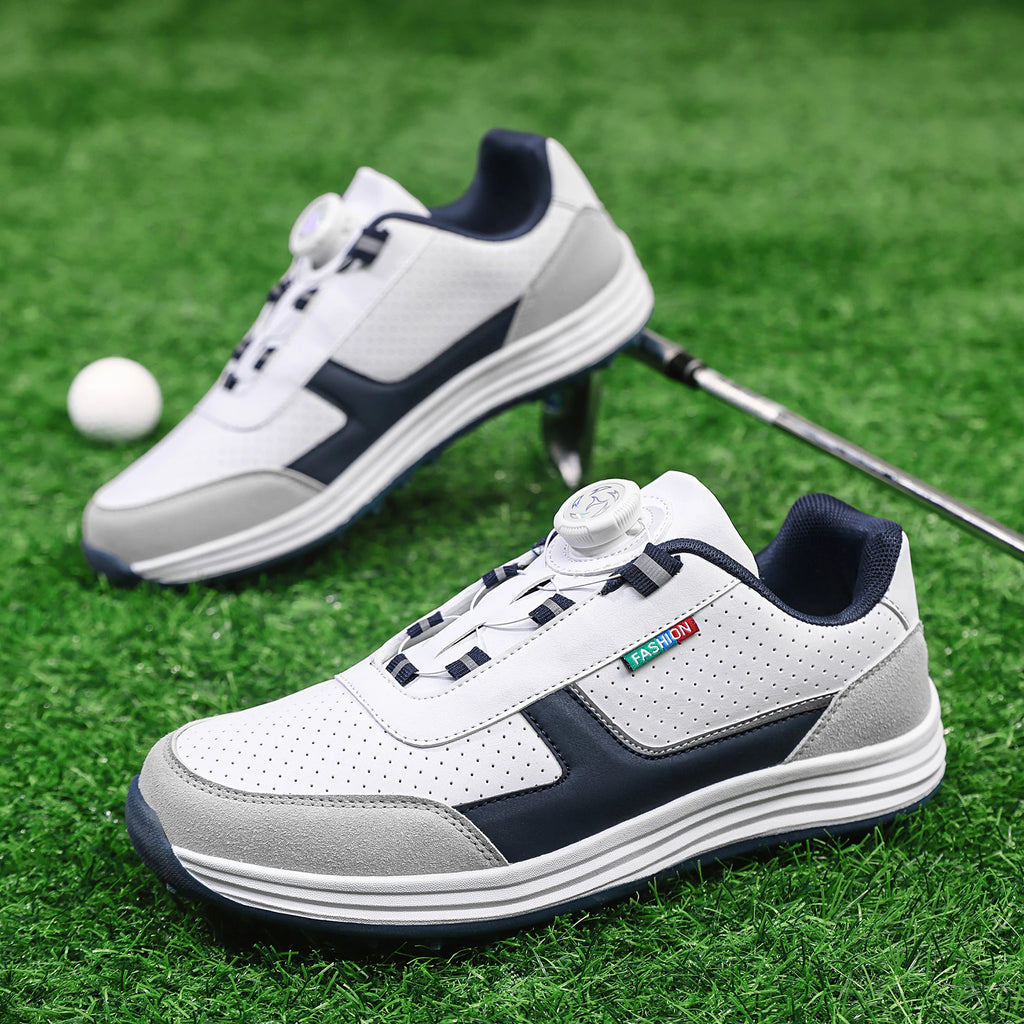 Pánské protiskluzové kožené golfové boty – odolná podešev z TPR, stélka z PU