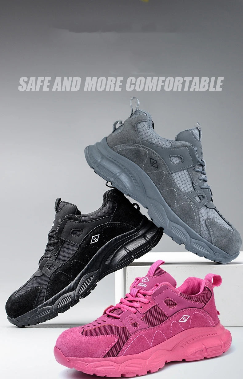 Scarpe antinfortunistiche da donna con punta in acciaio e comfort – microfibra traspirante, suola leggera in EVA