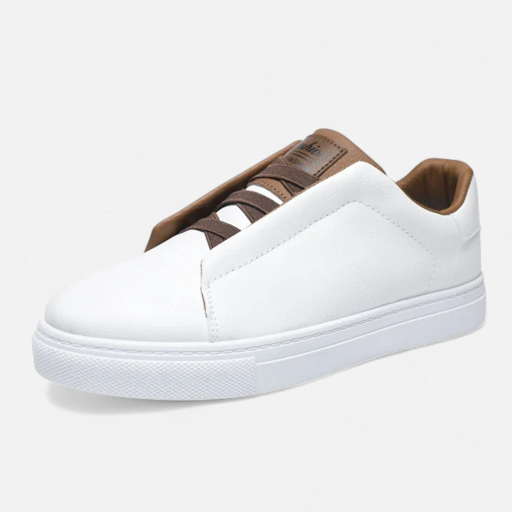 Baskets homme en cuir à enfiler avec soutien de la voûte plantaire - semelle intérieure rembourrée, doublure respirante