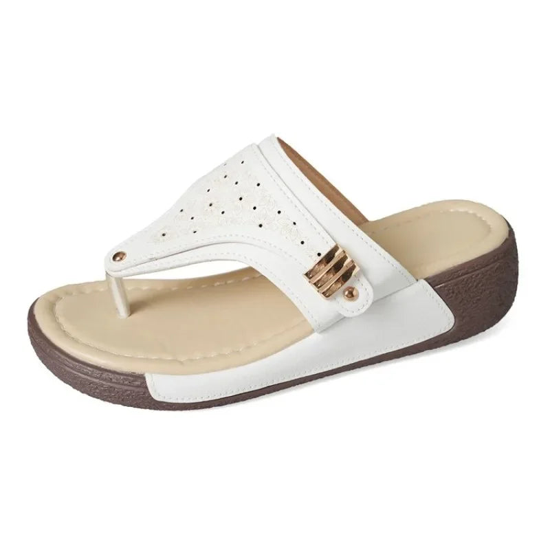 Orthopedic Sandals Women's Wedge Flip Flops Perforated Platform Slides