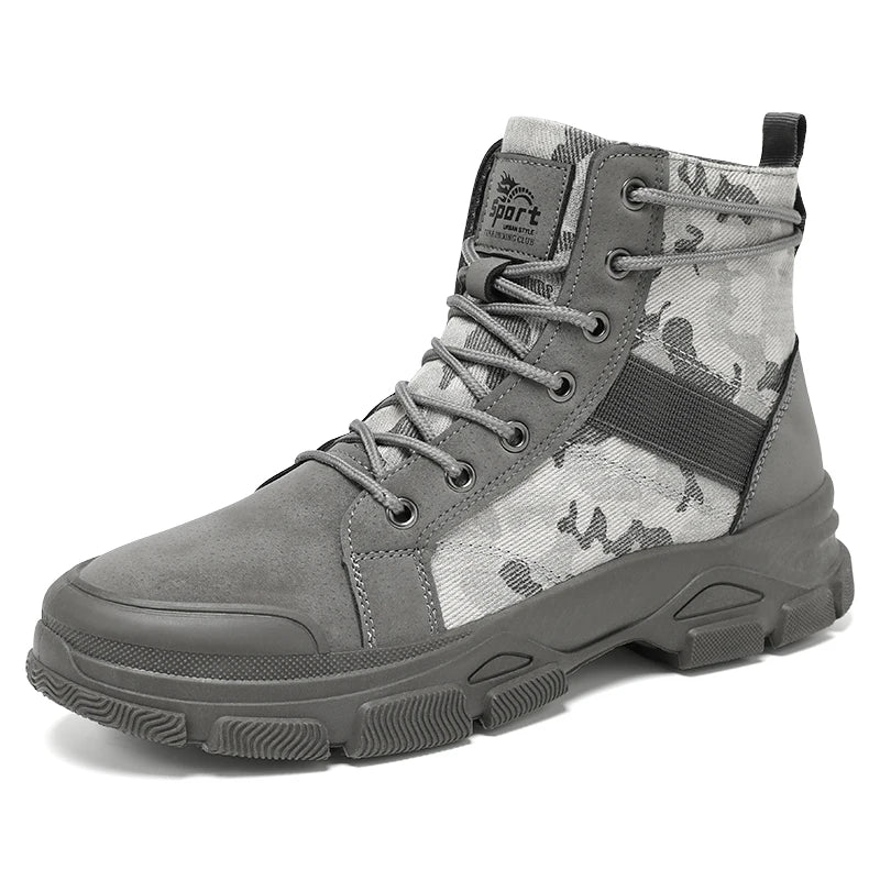 Herrboots med hög skaft och plattform – PU-innersula, slitstark design