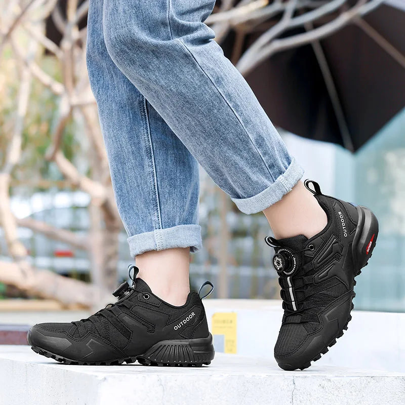 Zapatos de senderismo impermeables y antideslizantes para hombre – Cierre de cremallera, parte superior de cuero duradero