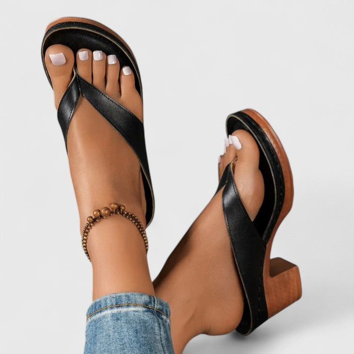 Sandales à talon bloc pour femmes, tongs à bride cheville, bout à clip, tongs à talon haut à la mode