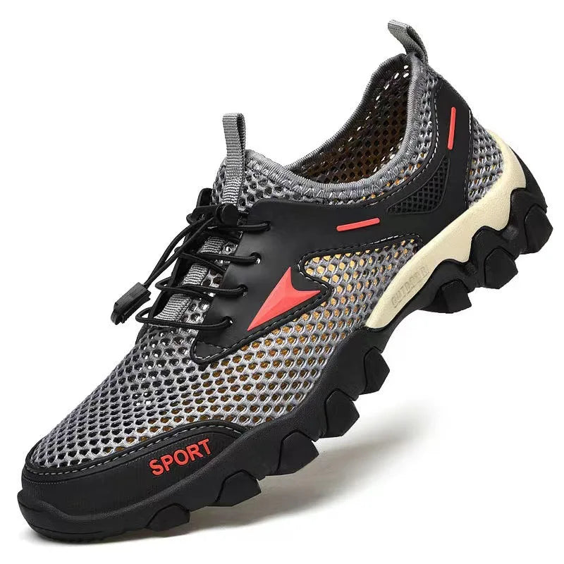 Zapatillas de senderismo para hombre con malla transpirable y cordones