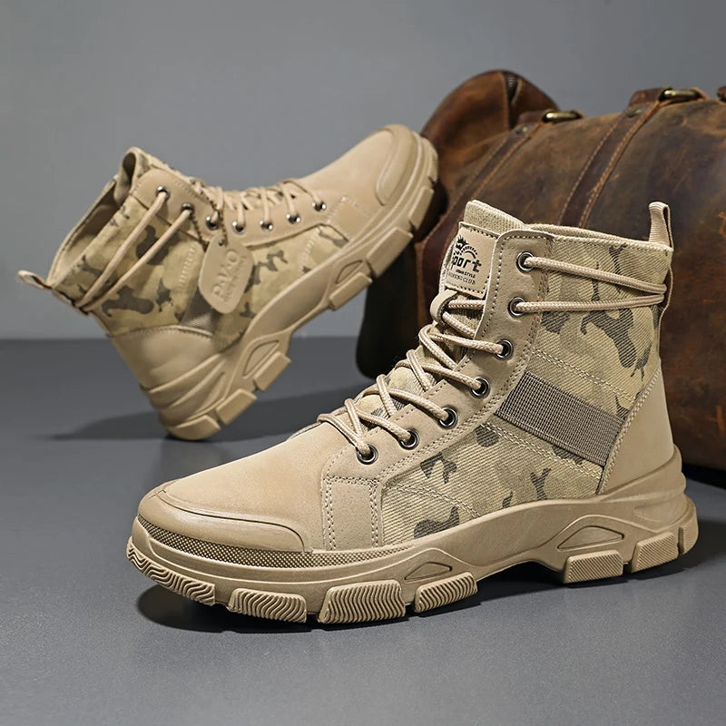 Stivali platform da uomo, comodi e alti alla caviglia – soletta in PU, design resistente all’usura