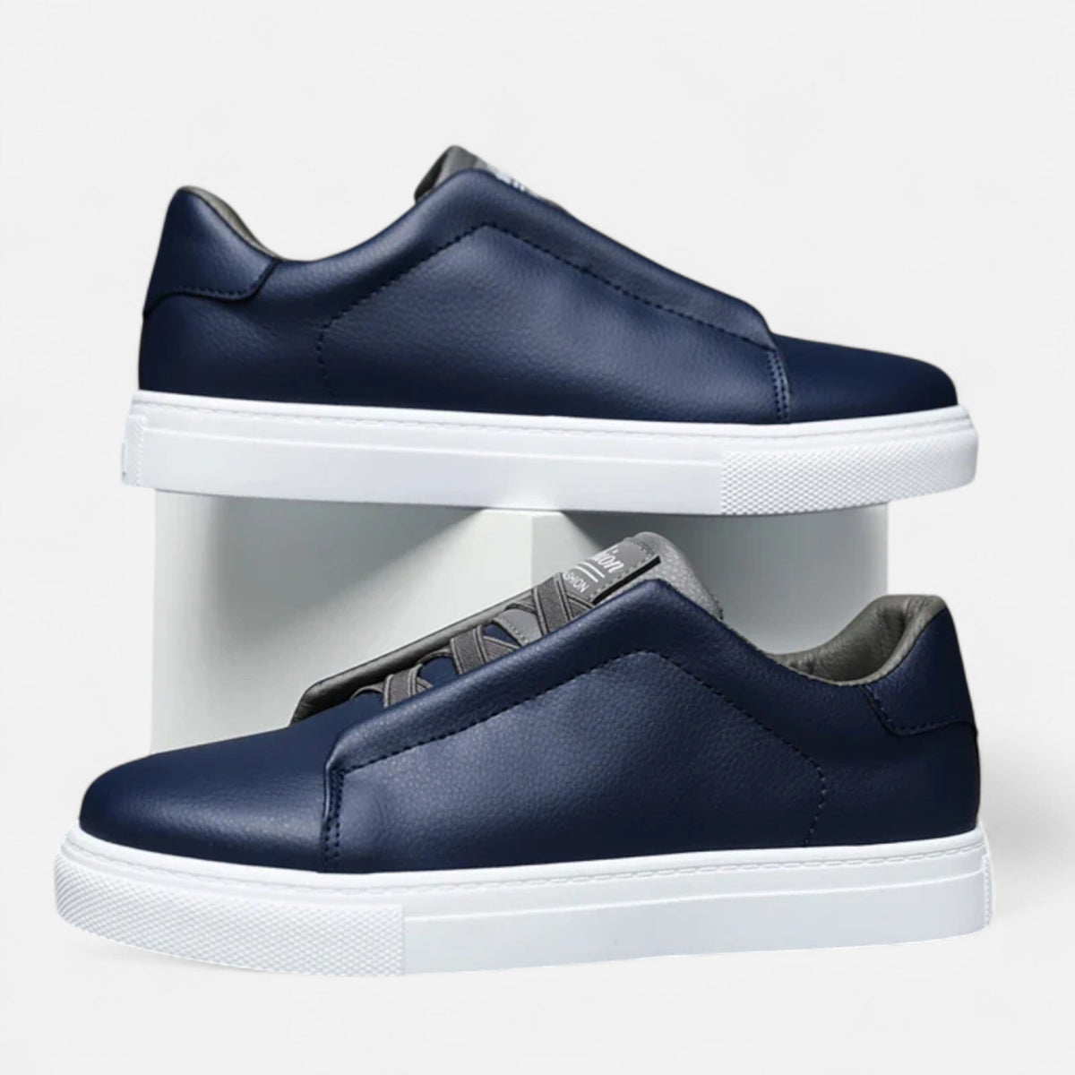 Zapatillas sin cordones de cuero para hombre con soporte para el arco - plantilla acolchada, forro transpirable