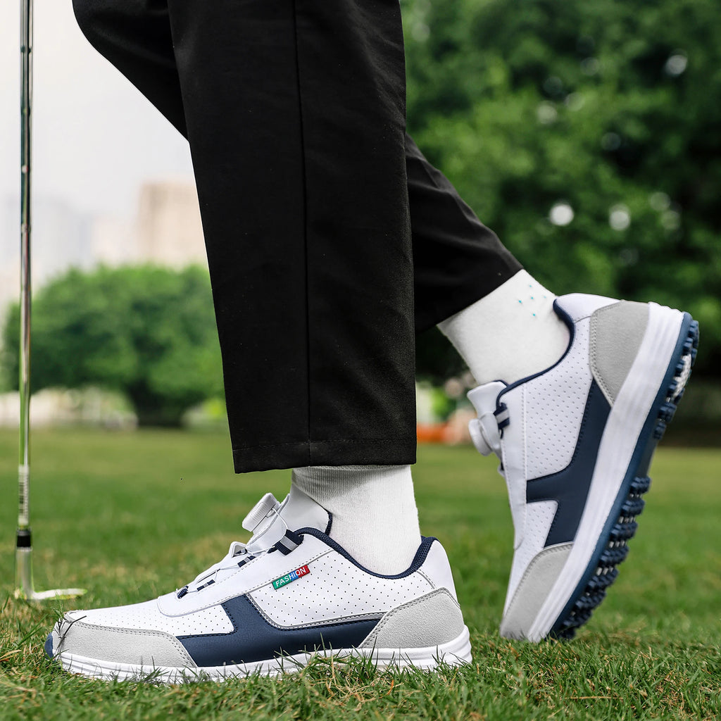 Golfskor i läder för män – slitstark TPR-yttersula, PU-innersula