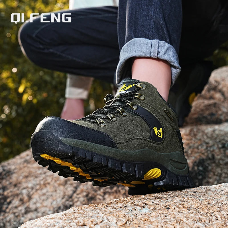 Botas de senderismo impermeables antideslizantes para hombre – Suela exterior de goma, forro de gamuza suave