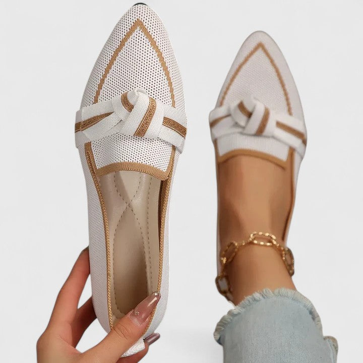 Mocassins orthopédiques pour femmes à bout pointu avec détail noué, chaussures plates à enfiler