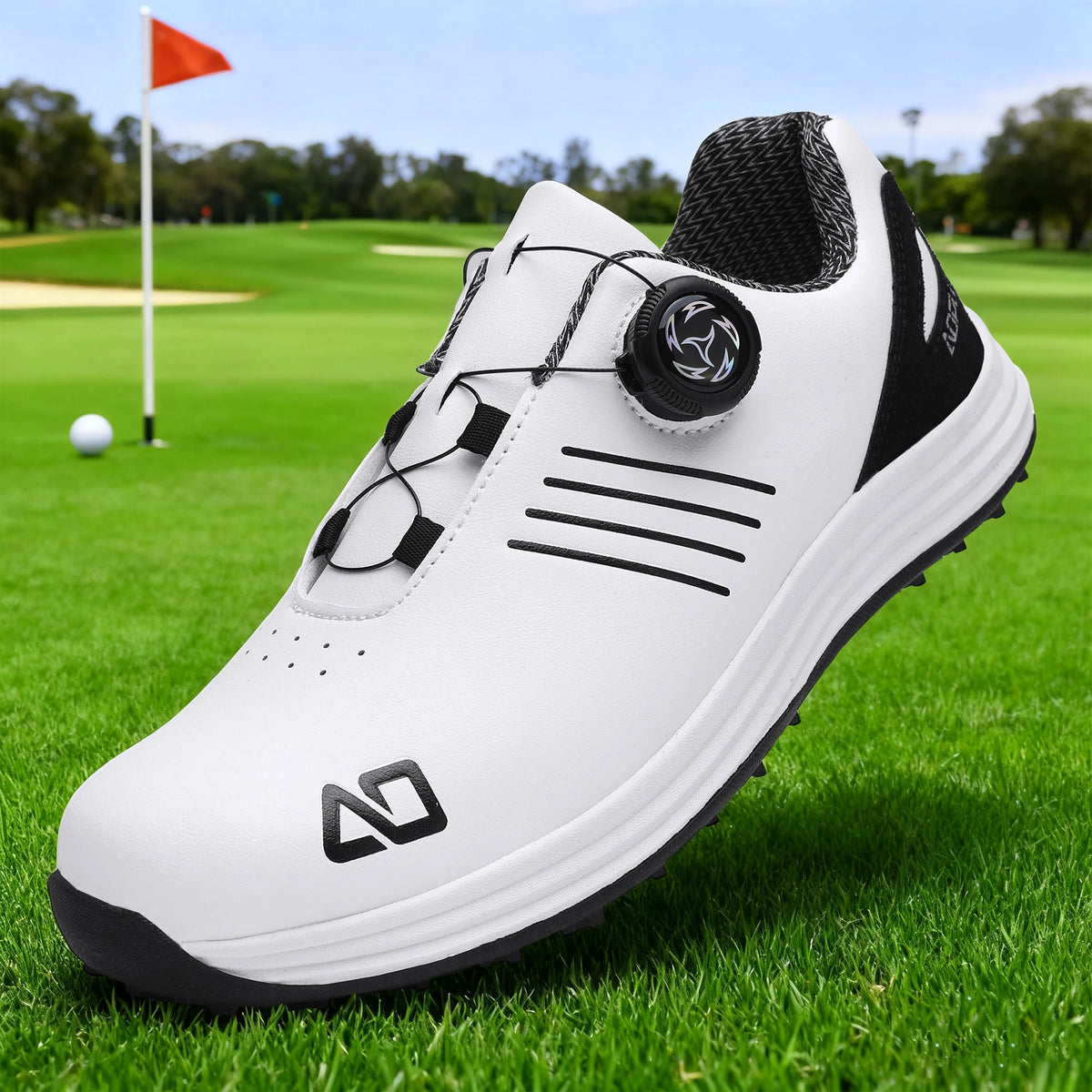 Chaussures de golf en cuir antidérapantes pour homme – semelle extérieure durable en TPR, fermeture à lacets