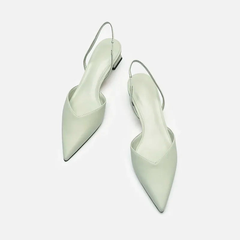 Women's Sandals Pointed Toe Slingback Low Square Heel Pumps