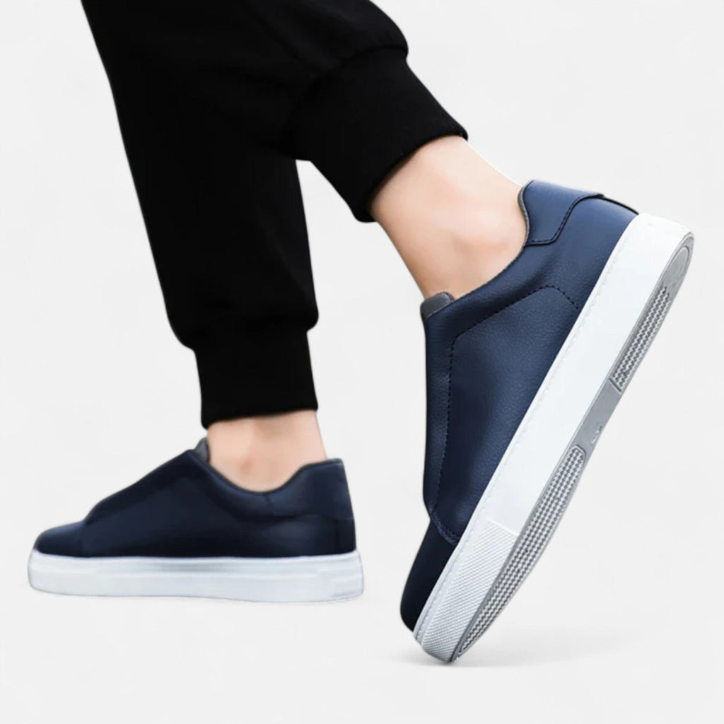 Baskets homme en cuir à enfiler avec soutien de la voûte plantaire - semelle intérieure rembourrée, doublure respirante