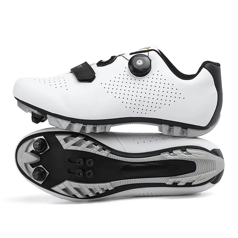 Zapatos unisex para ciclismo de montaña, autoajustables, transpirables, zapatillas planas para bicicleta de carretera