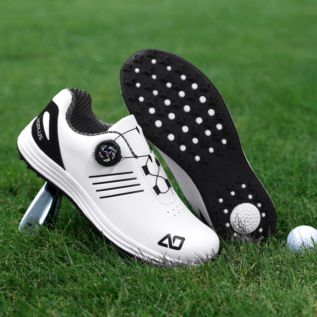 Chaussures de golf en cuir antidérapantes pour homme – semelle extérieure durable en TPR, fermeture à lacets