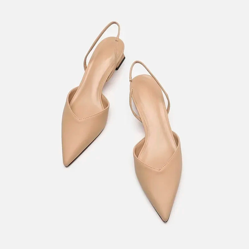 Women's Sandals Pointed Toe Slingback Low Square Heel Pumps