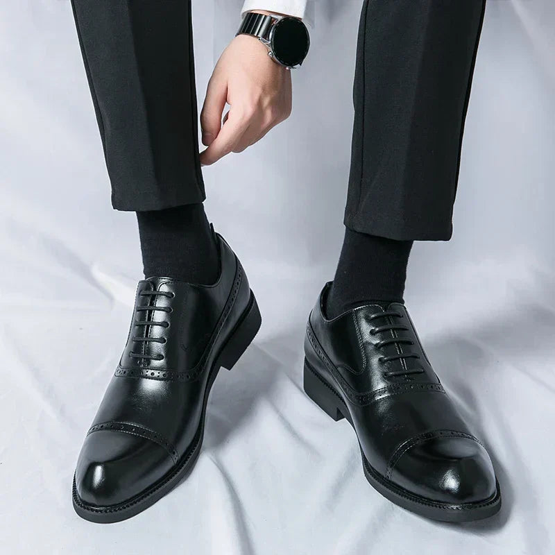 Chaussures habillées pour homme en cuir pleine fleur confortables - Semelle intérieure rembourrée, semelle robuste
