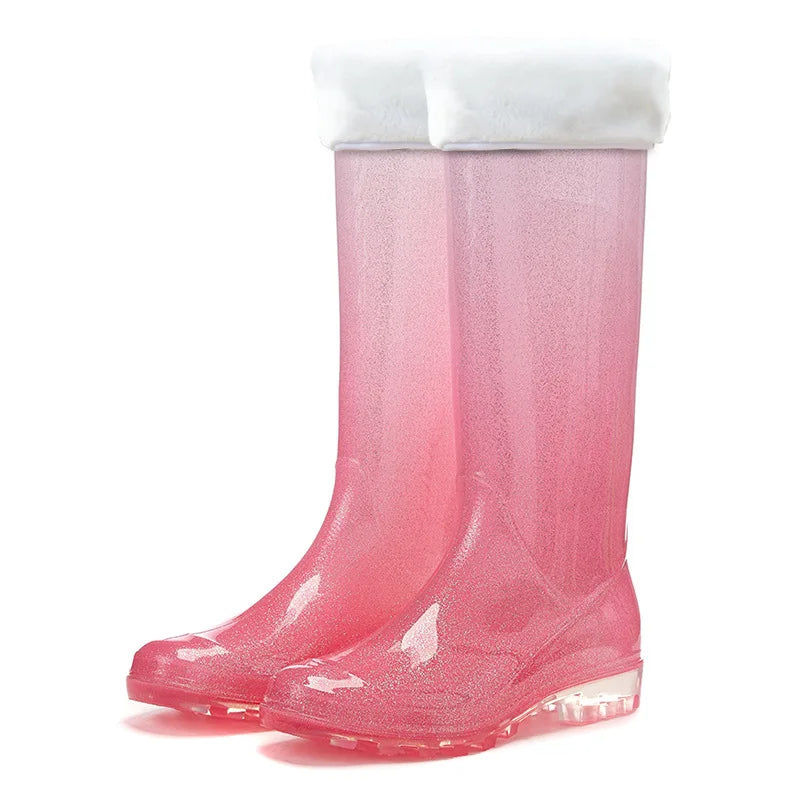 Women's Non-Slip Waterproof Rain Boots – Flat Platform Heel, Slip-On Design