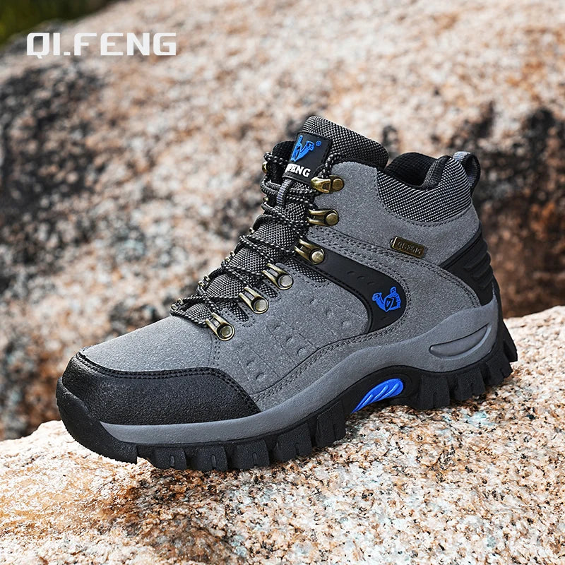 Botas de senderismo impermeables antideslizantes para hombre – Suela exterior de goma, forro de gamuza suave