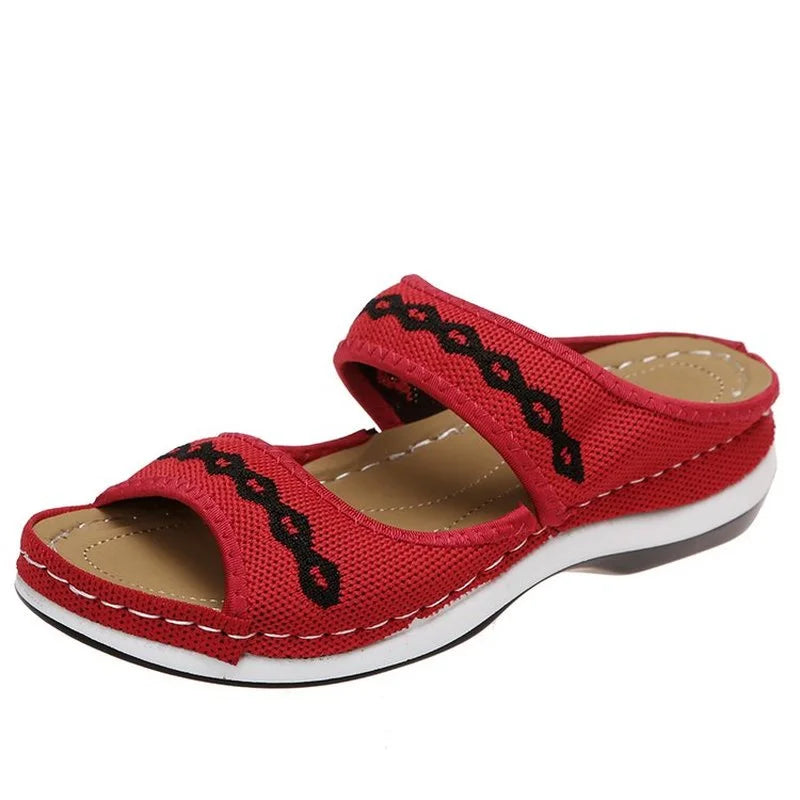Orthopedic Sandals Women's Breathable Mesh Open Toe Wedge Slippers
