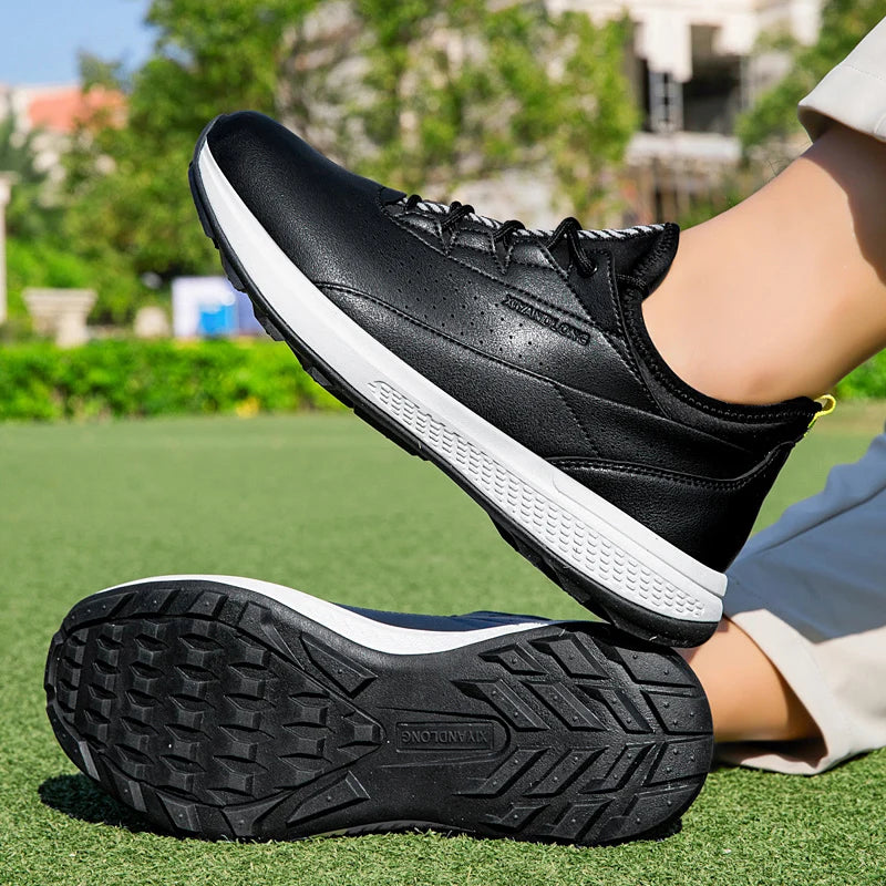 Men's Wide Fit Waterproof Golf Shoes – Rubber Outsole, EVA Comfort Insole