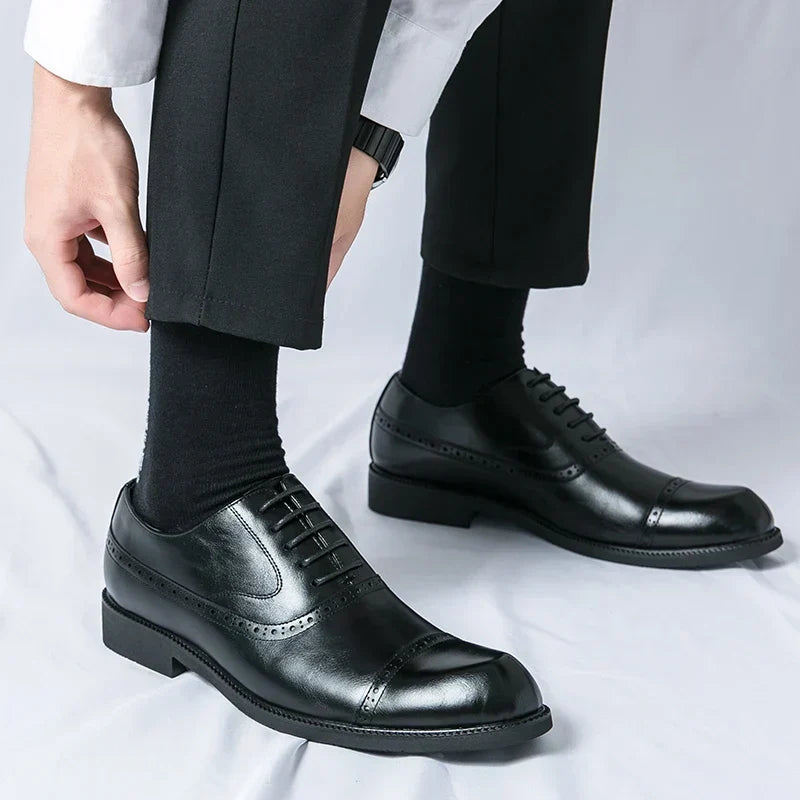 Chaussures habillées pour homme en cuir pleine fleur confortables - Semelle intérieure rembourrée, semelle robuste