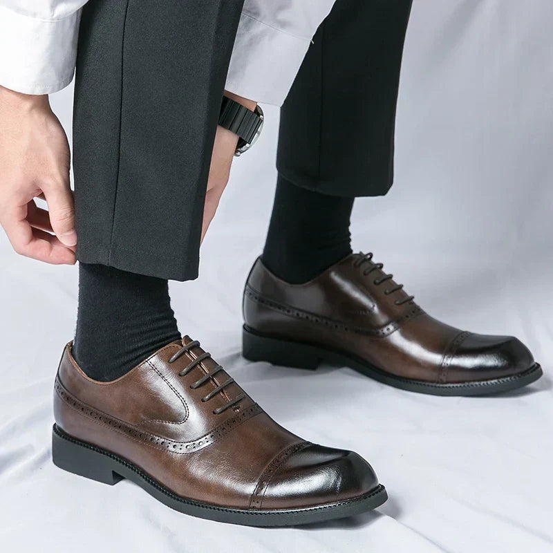 Chaussures habillées pour homme en cuir pleine fleur confortables - Semelle intérieure rembourrée, semelle robuste