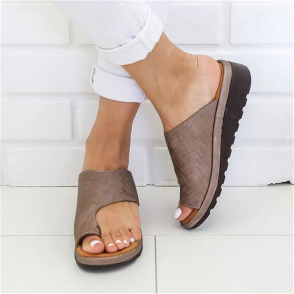 Sandali ortopedici da donna correttore per alluce valgo con zeppa e ciabatte slip-on