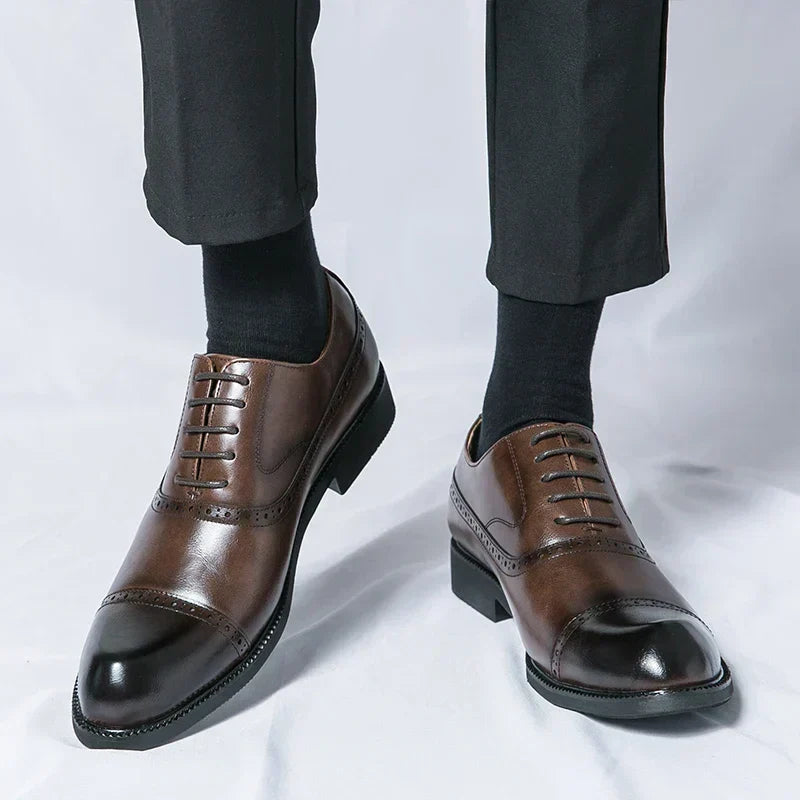 Chaussures habillées pour homme en cuir pleine fleur confortables - Semelle intérieure rembourrée, semelle robuste