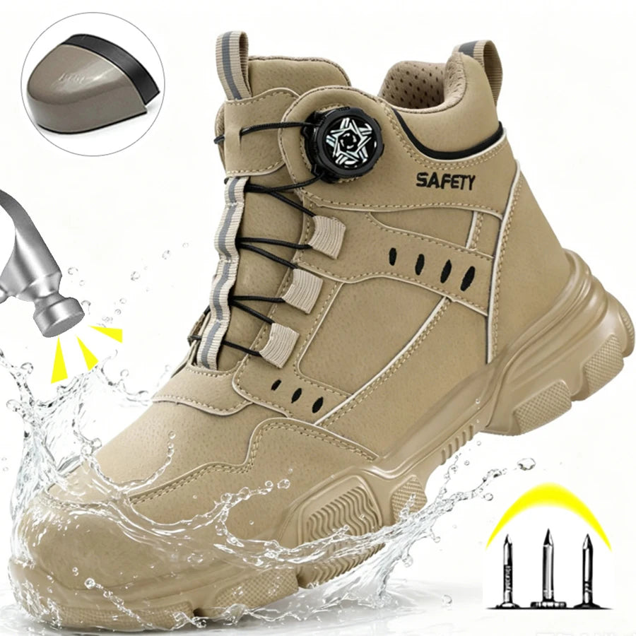 Stivali antinfortunistici da uomo comodi con punta in acciaio – pelle idrorepellente, intersuola in Kevlar