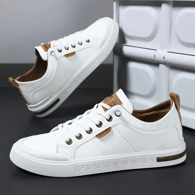 Sneakers da uomo in pelle confortevoli – Soletta ammortizzata in EVA, suola piatta in gomma