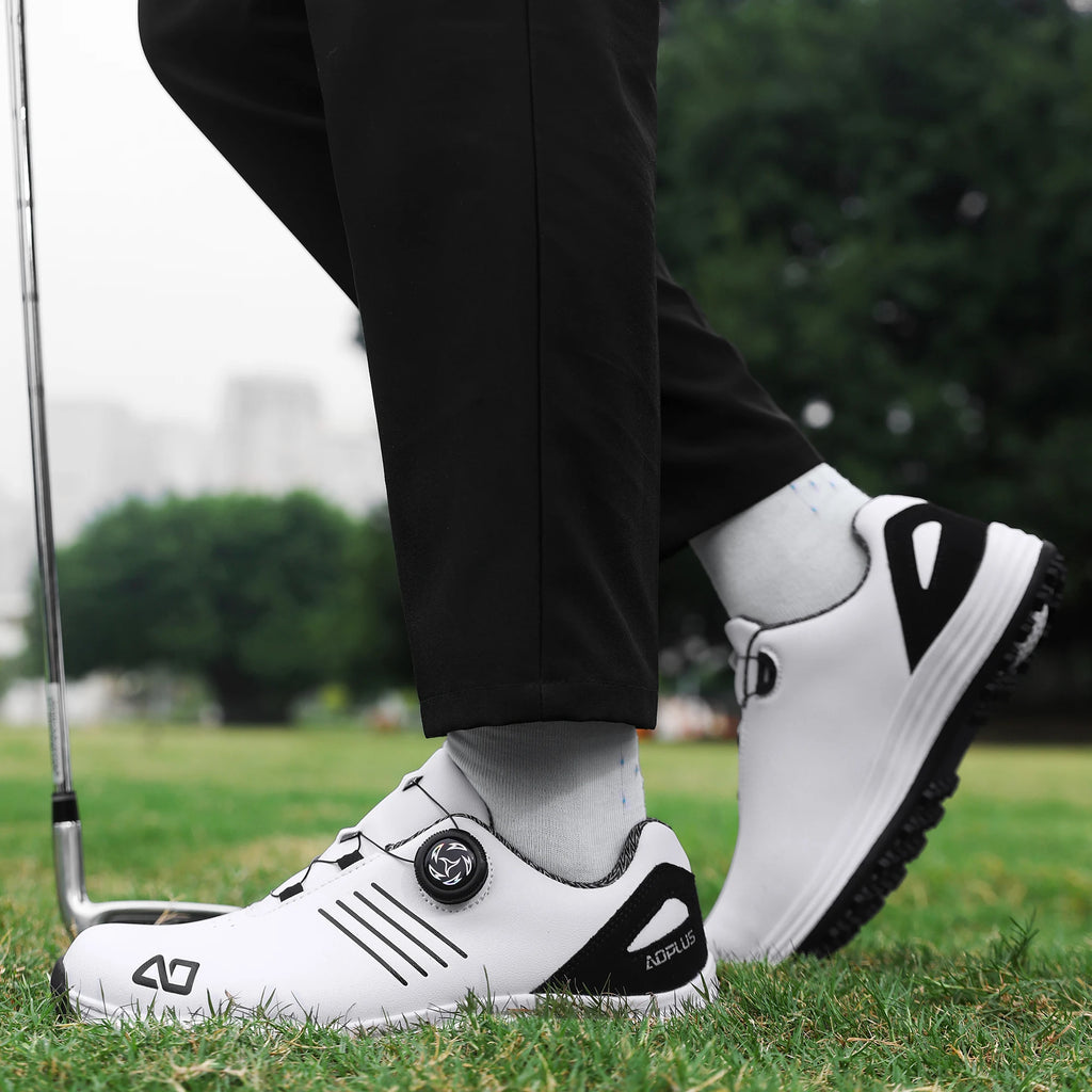 Chaussures de golf en cuir antidérapantes pour homme – semelle extérieure durable en TPR, fermeture à lacets
