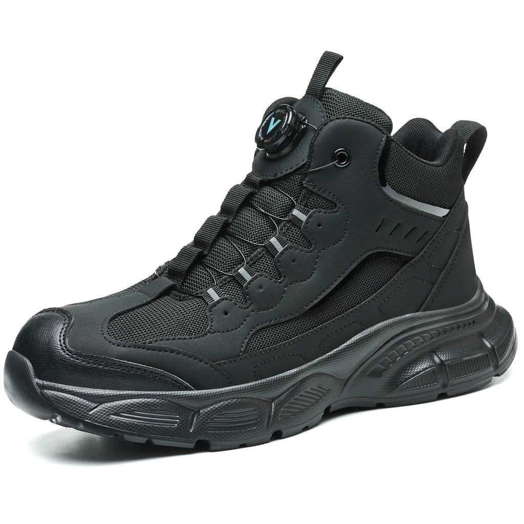 Bottes de sécurité pour hommes à embout en acier antidérapant – fermeture à boucle rotative, conception anti-perforation