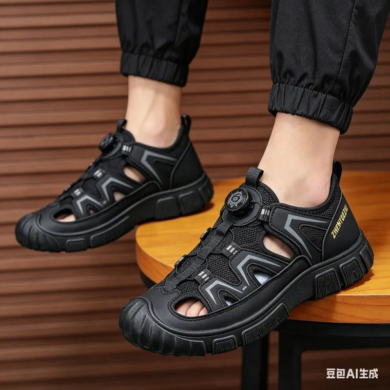 Sandale pentru bărbați casual din piele PU, pentru exterior și plajă