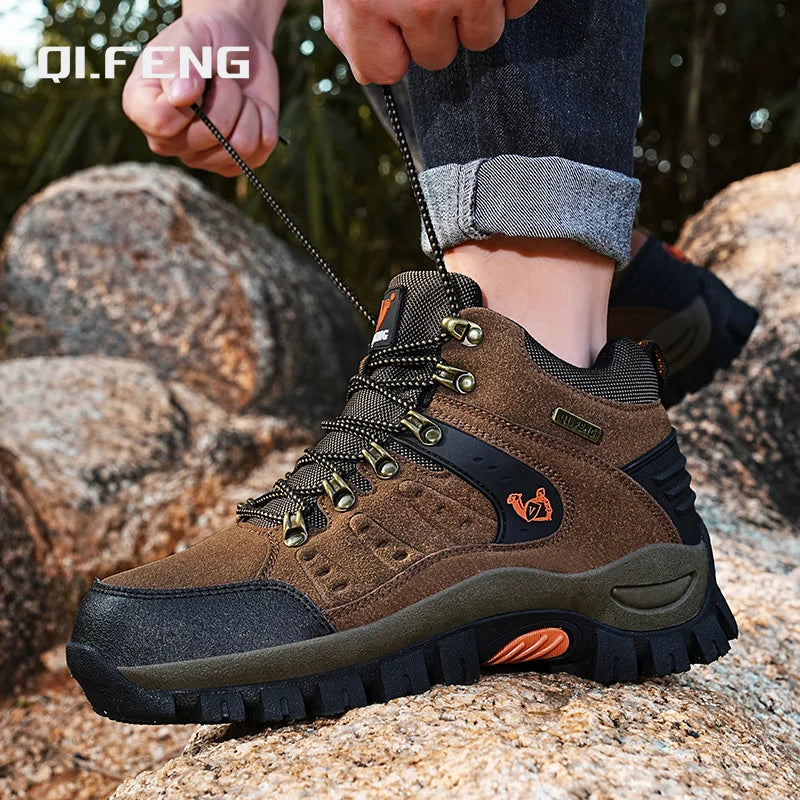 Botas de senderismo impermeables antideslizantes para hombre – Suela exterior de goma, forro de gamuza suave