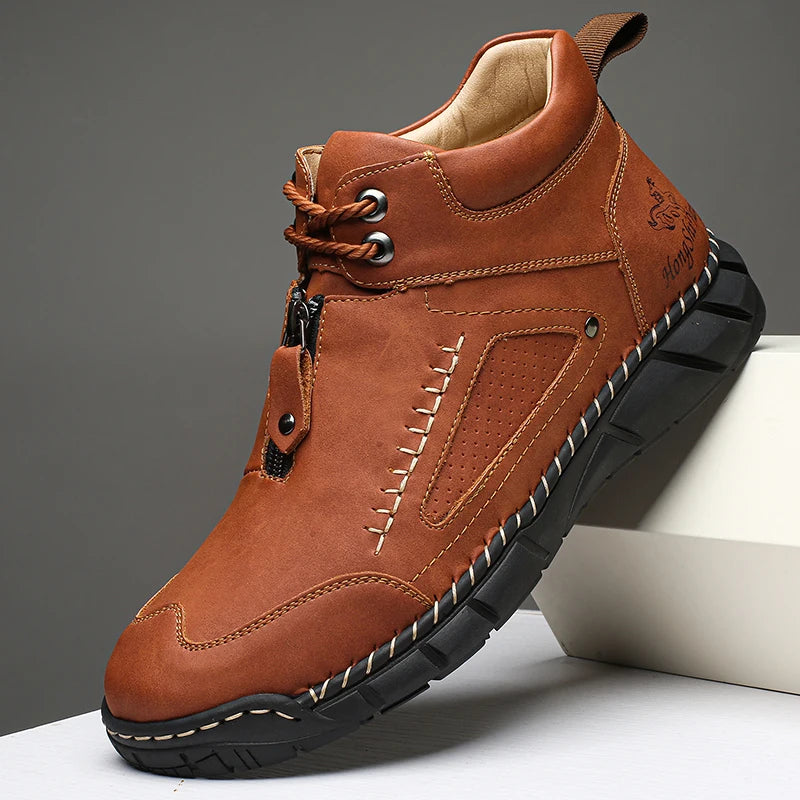 Men's Boots Handmade Split Leather Outdoor Walking Ankle Shoes