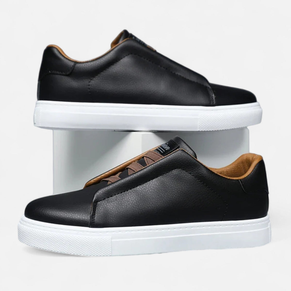 Zapatillas sin cordones de cuero para hombre con soporte para el arco - plantilla acolchada, forro transpirable