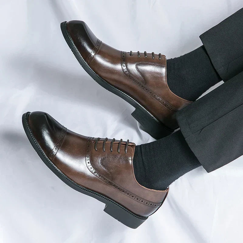 Chaussures habillées pour homme en cuir pleine fleur confortables - Semelle intérieure rembourrée, semelle robuste