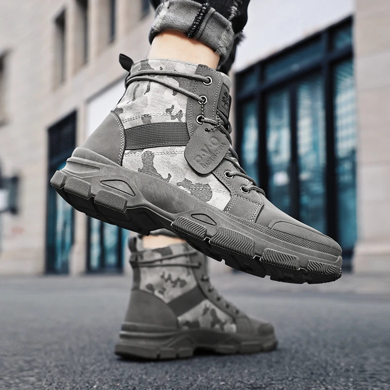 Stivali platform da uomo, comodi e alti alla caviglia – soletta in PU, design resistente all’usura