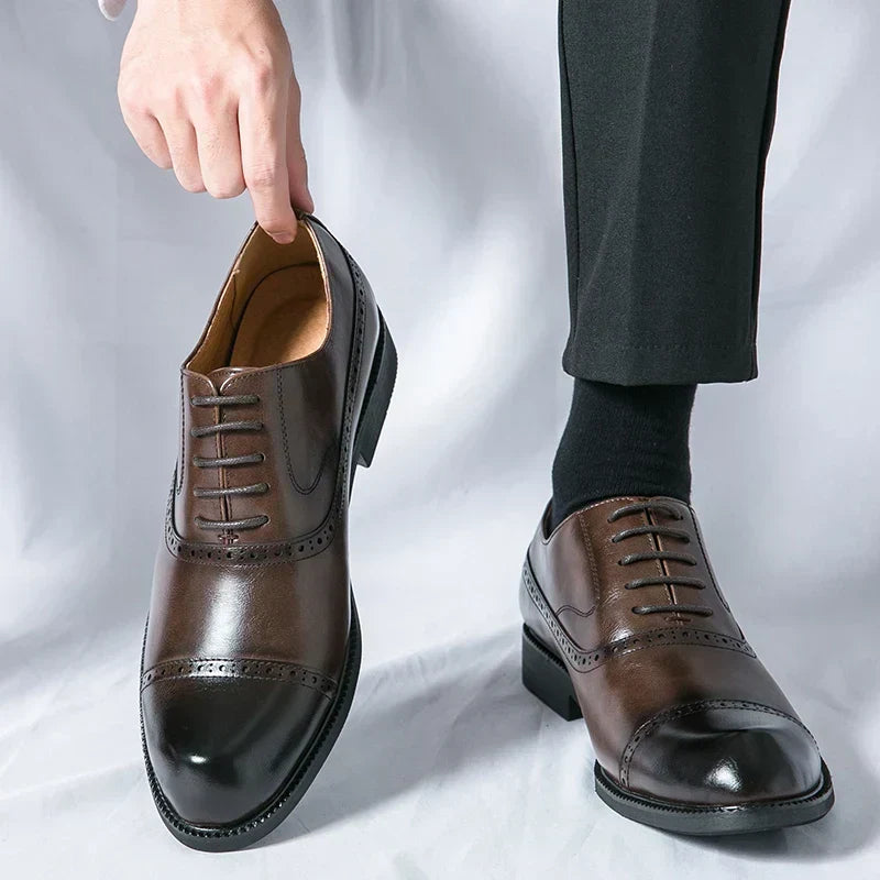 Chaussures habillées pour homme en cuir pleine fleur confortables - Semelle intérieure rembourrée, semelle robuste