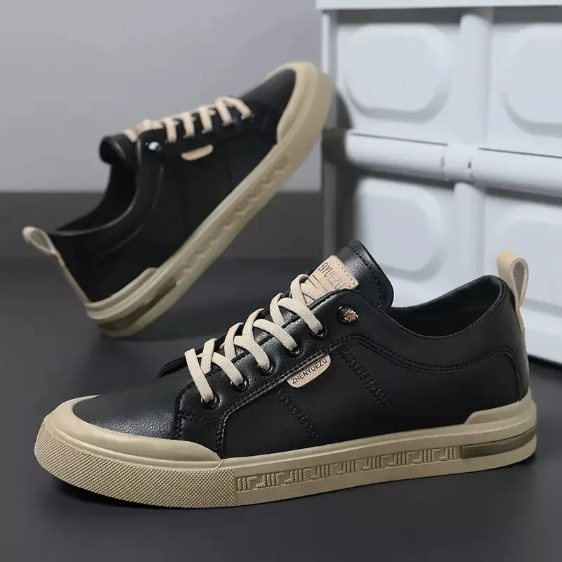 Sneakers da uomo in pelle confortevoli – Soletta ammortizzata in EVA, suola piatta in gomma