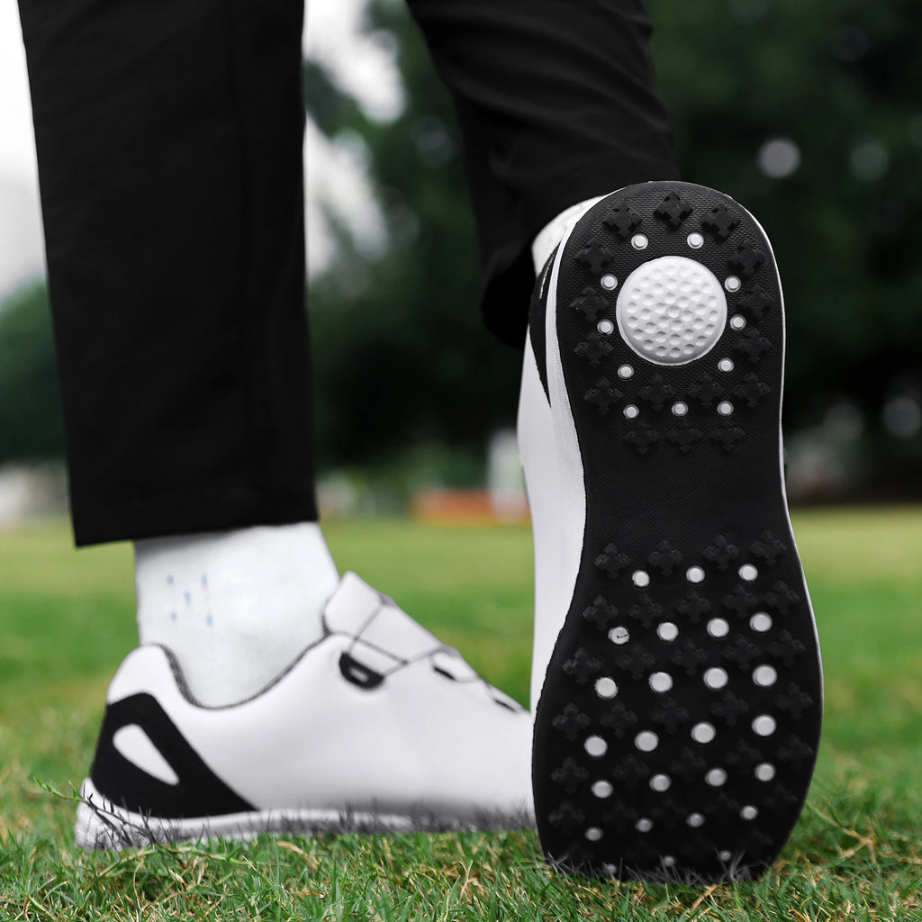 Chaussures de golf en cuir antidérapantes pour homme – semelle extérieure durable en TPR, fermeture à lacets