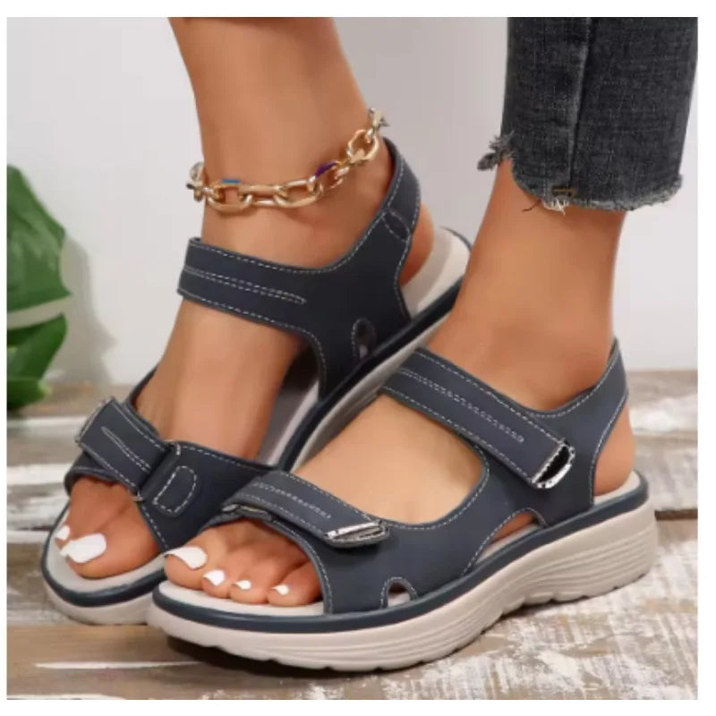 Sandales orthopédiques pour femmes, chaussures gladiateur confort avec fermeture à scratch