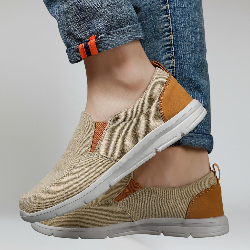 Mocassins en toile à enfiler pour hommes, baskets légères respirantes pour la marche en extérieur