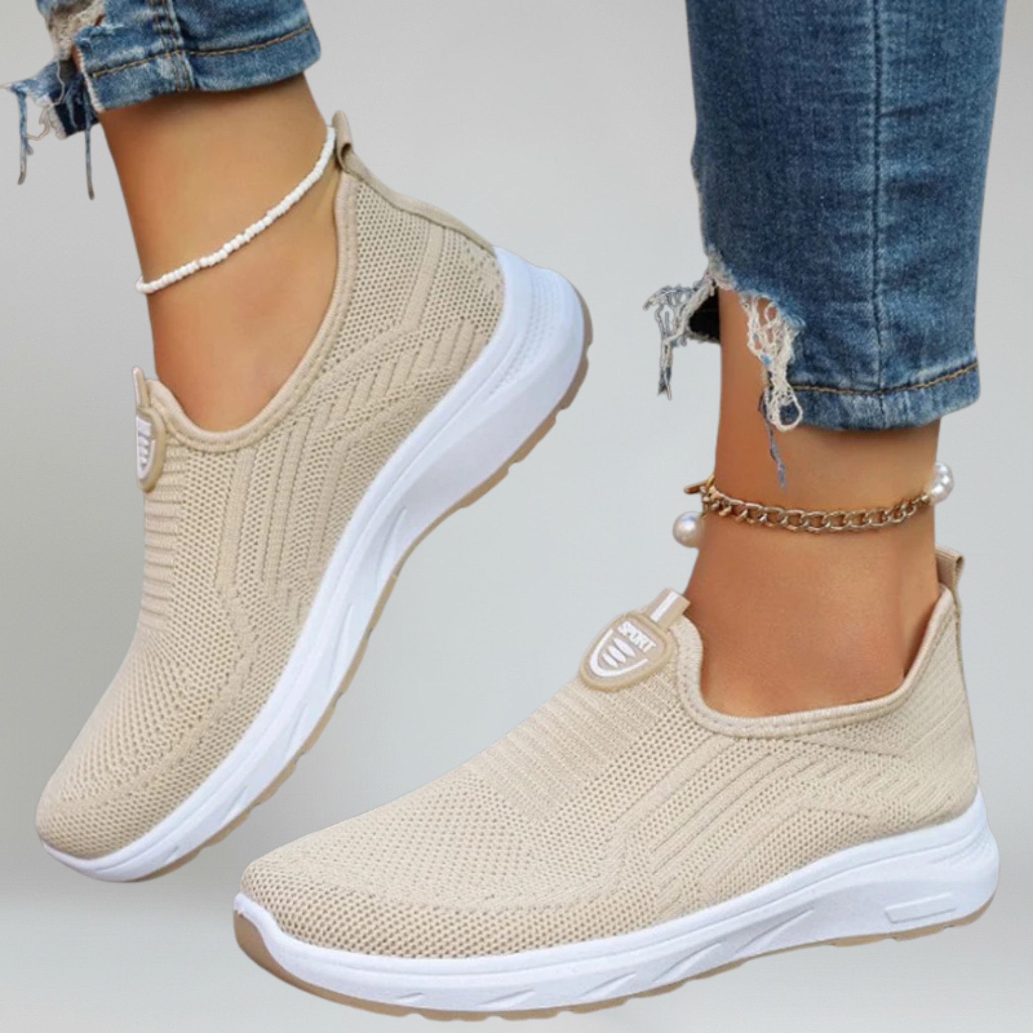 Women’s Slip-On Walking Sneakers with Breathable Air Mesh and Rubber Outsole