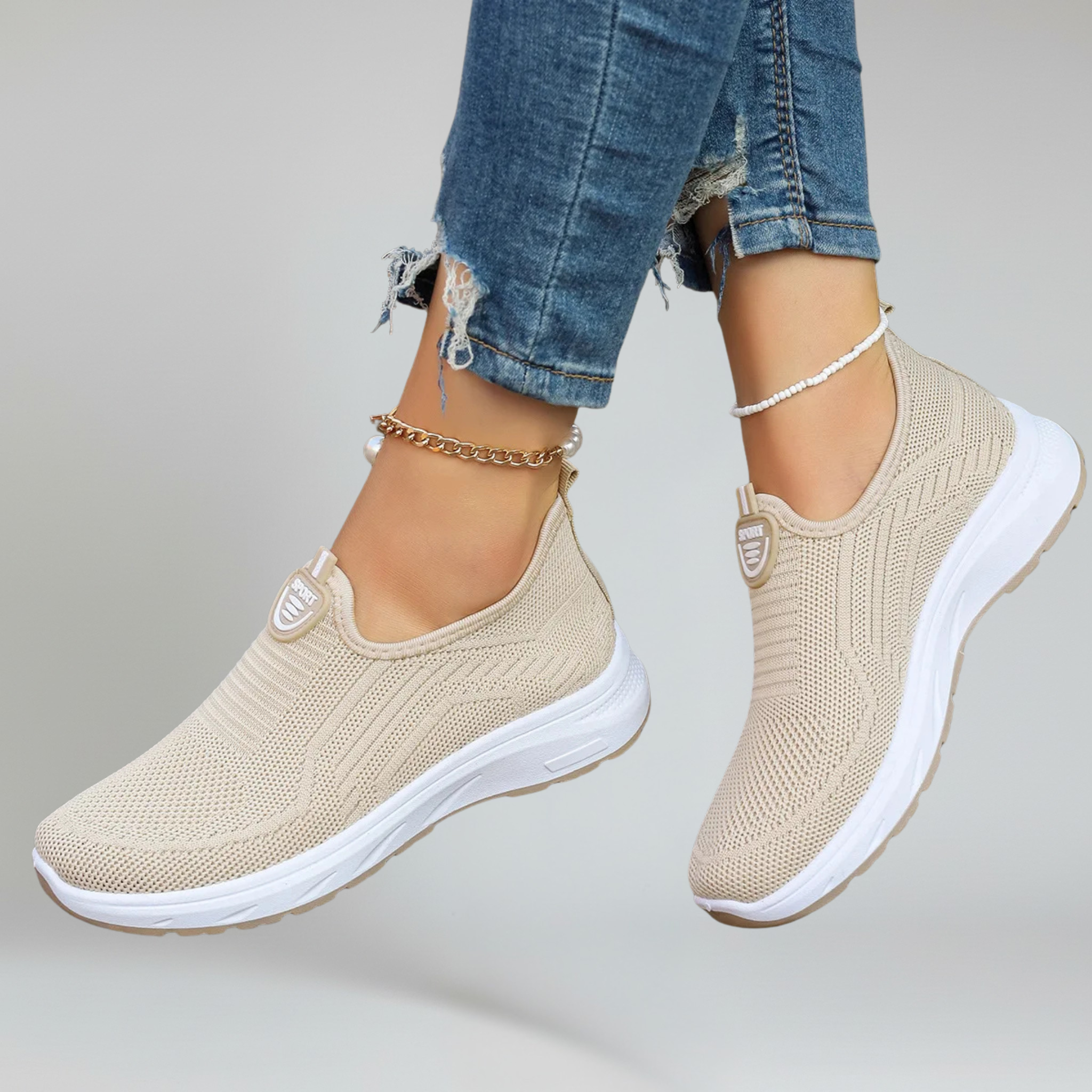 Women’s Slip-On Walking Sneakers with Breathable Air Mesh and Rubber Outsole