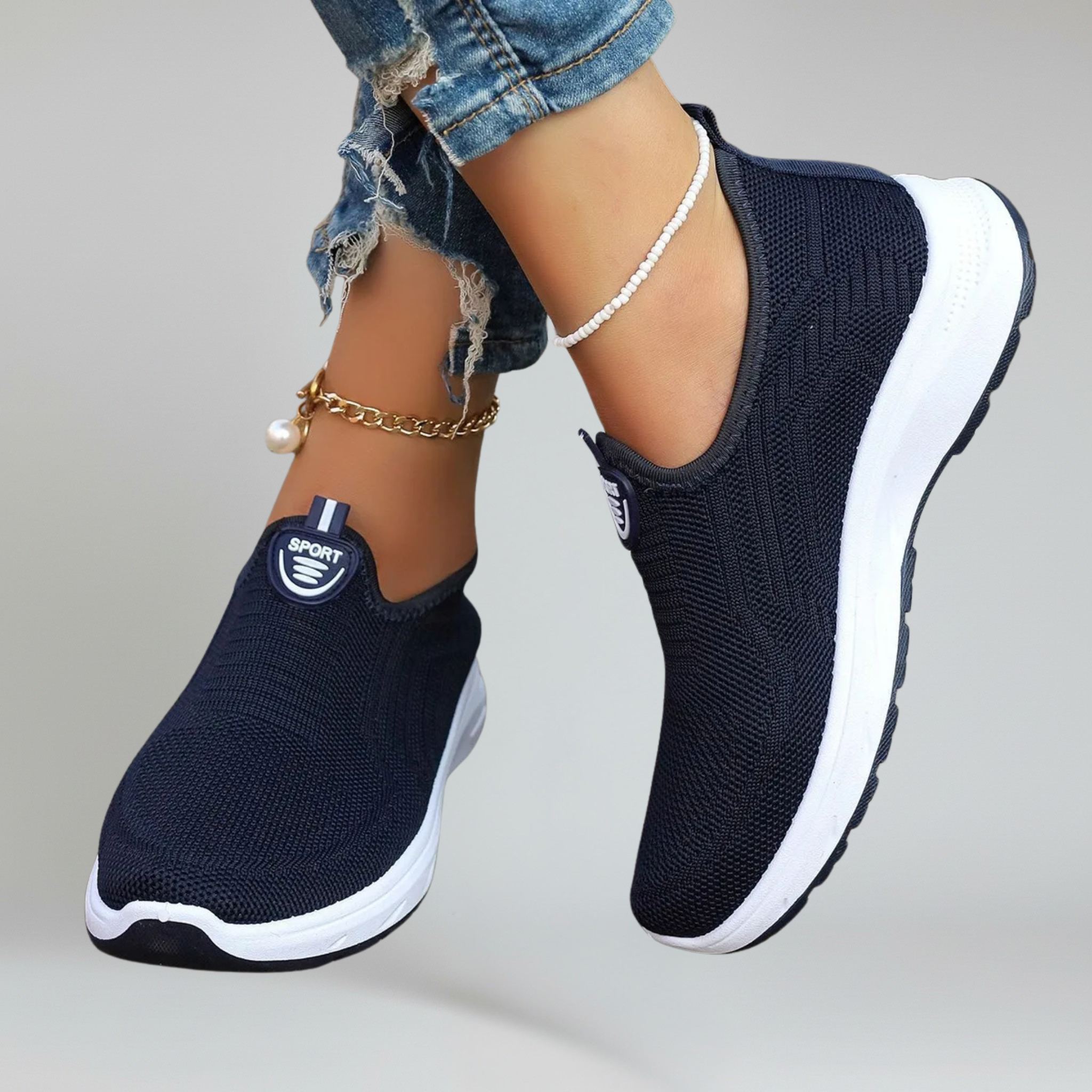 Women’s Slip-On Walking Sneakers with Breathable Air Mesh and Rubber Outsole