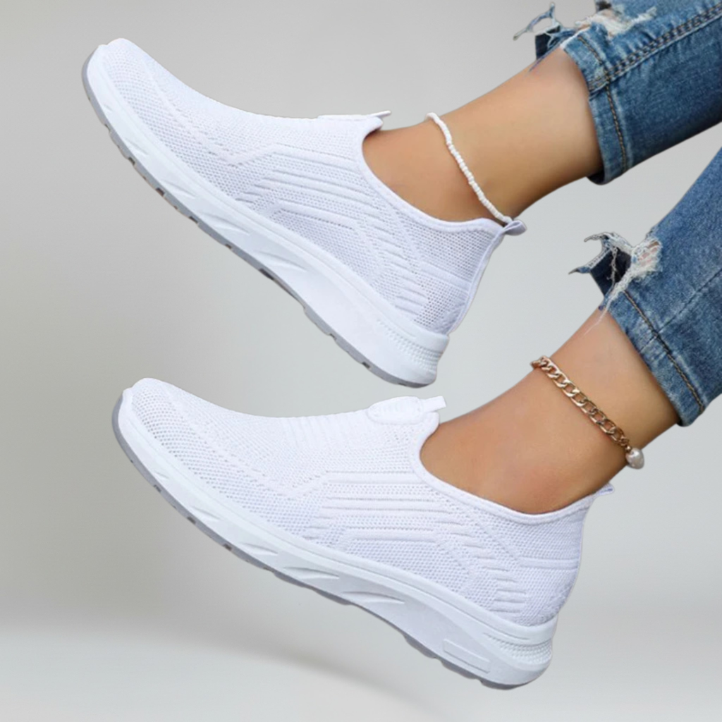 Women’s Slip-On Walking Sneakers with Breathable Air Mesh and Rubber Outsole